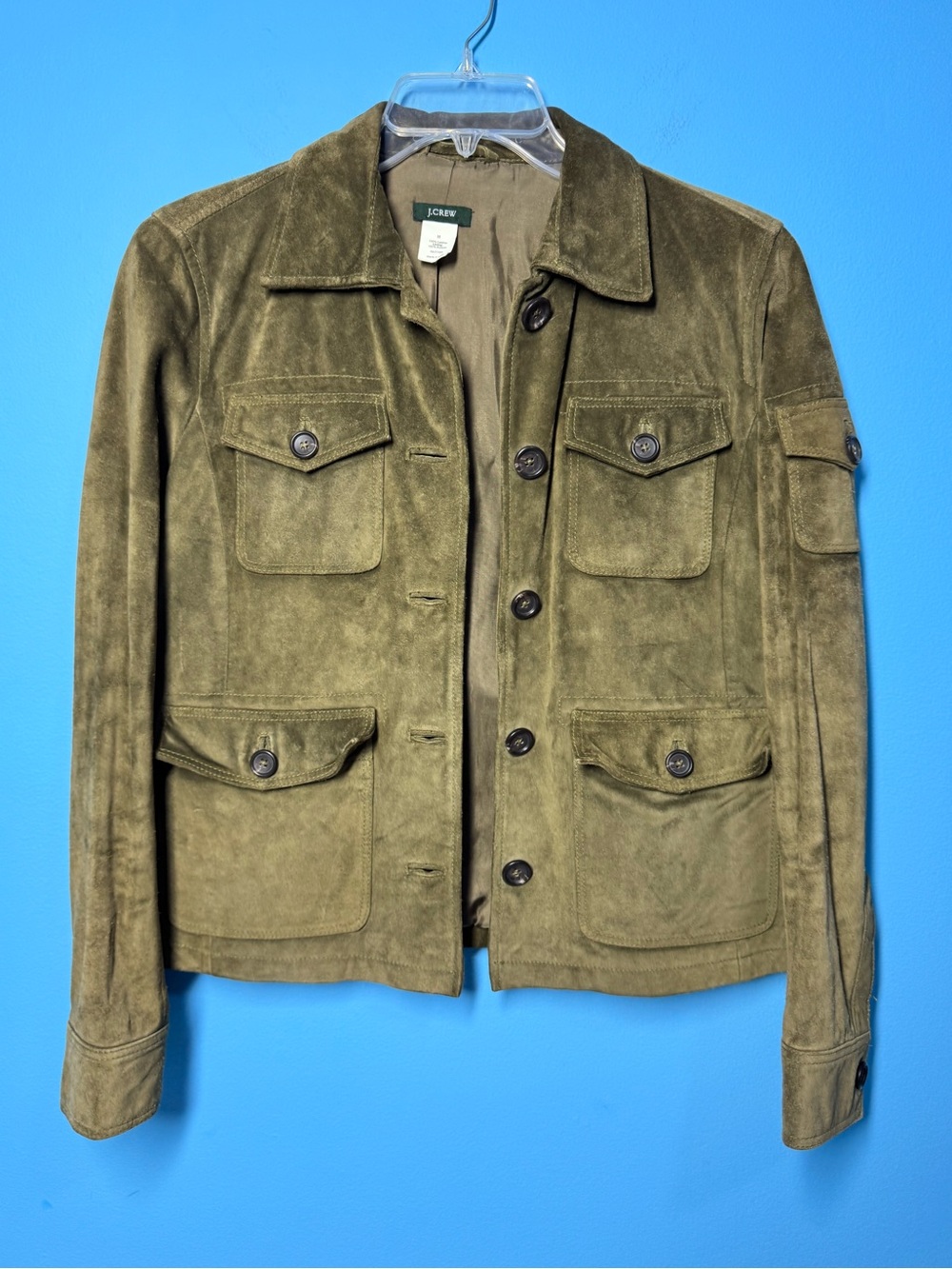 J.Crew Olive Green Leather
Suede Safari Field Jacket Size
M - Picture 10 of 10